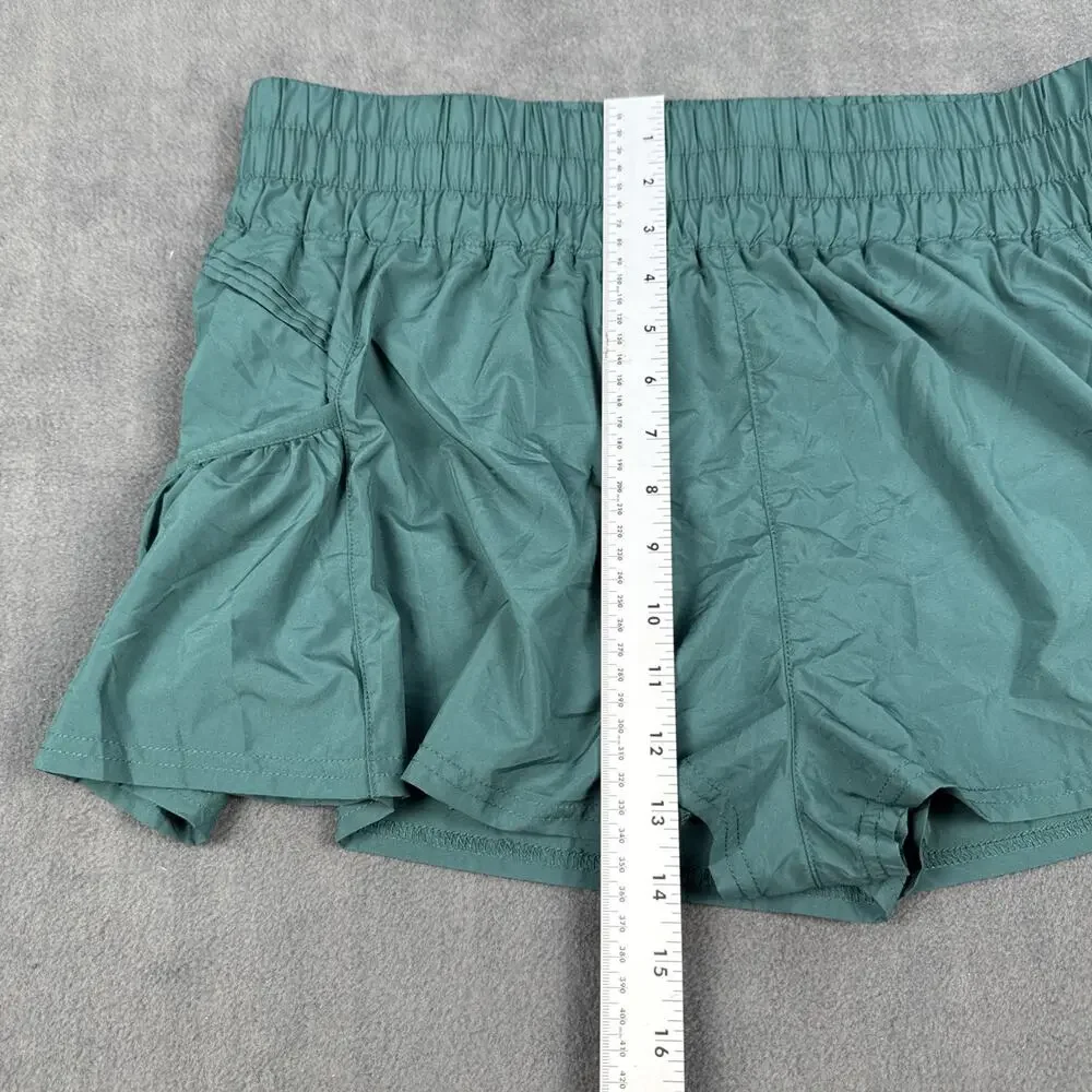 Free People Movement Shorts Womens XL Green Lined Get Your Flirt On High Rise